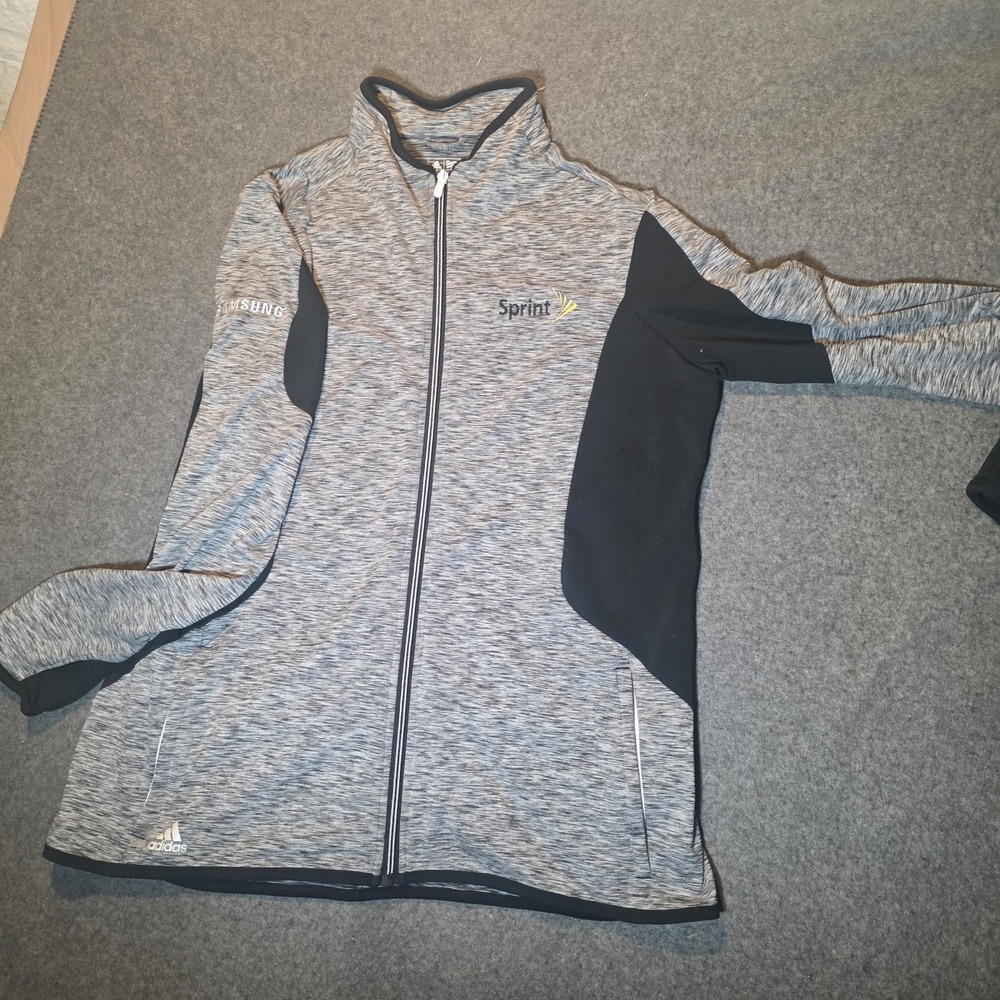 Mock Neck Full Zip Adidas Jacket Sprint Samsung Logo 524  Xl Gray Polyester Mens